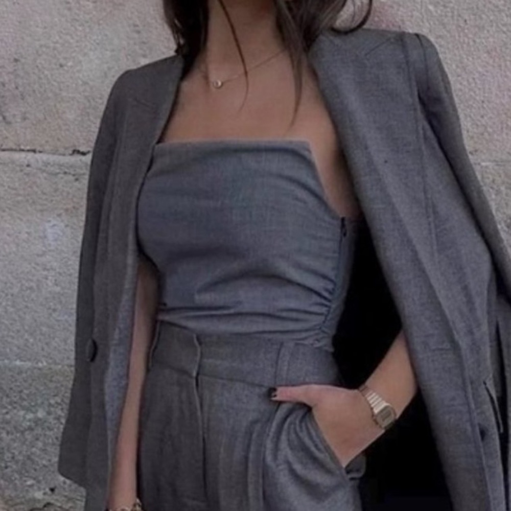 NEW Zara | Strapless Draped Bodysuit Ruched Zip Bandeau High Neck Corset Top S